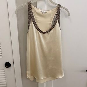 Adam White Silk Cami with Jewel Straps
